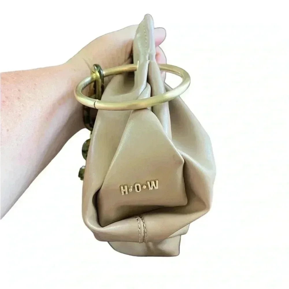 HOUSE OF WANT VEGAN LEATHER‎ CHILL CLUTCH PURSE Tortoise Gold HANDBAG